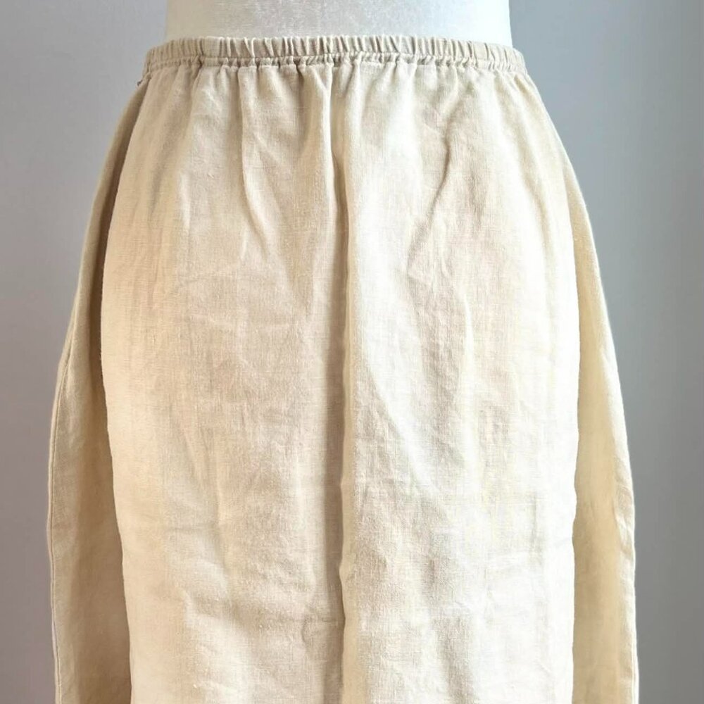 J.Jill Cream Pure Linen Botanical Print A-Line Midi Skirt w/ Sheer Hem – US SP - Picture 7 of 14